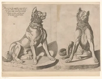 Twee sculpturen van honden
