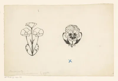 Twee sluitvignetten met bloemen