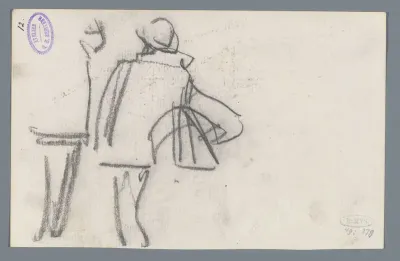 Twee staande figuren, mogelijk mannen
