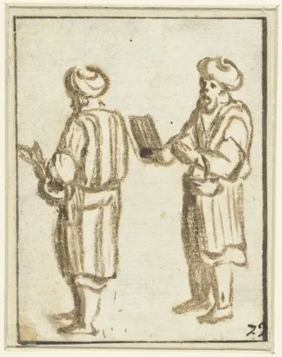 Twee staande mannen met tulbanden