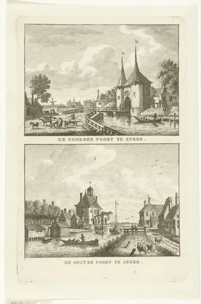 Twee stadsgezichten te Sneek: Noorderpoort en Oosterpoort