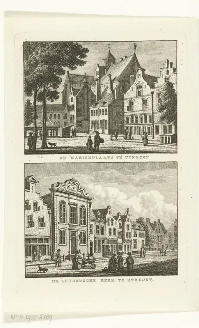 Twee stadsgezichten te Utrecht: Mariaplaats en Lutherse kerk