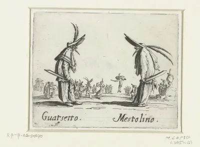 Twee straatartiesten als Guatsetto en Mestolino