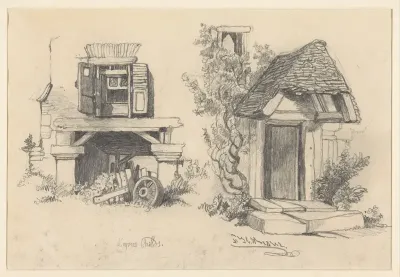 Twee studies van details van een boerenhuis