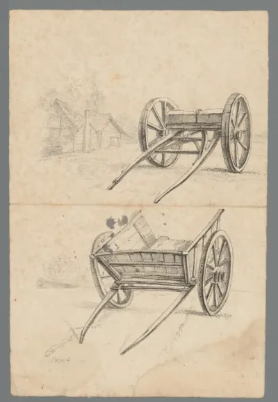 Twee studies van een kar