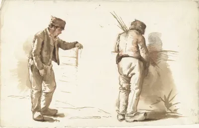 Twee studies van een staande man