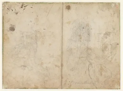 Twee studies van vechtende mannen