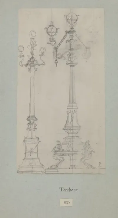 Twee torchères met bollampen