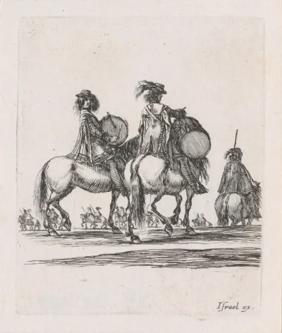 Twee trommelaars te paard