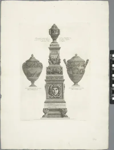 Twee vazen en antiek monument