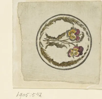 Twee viooltjes met silhouetportretten van Willem V, prins van Oranje-Nassau, en Wilhelmina van Pruisen