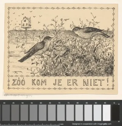 Twee vogels met een nest in een struik