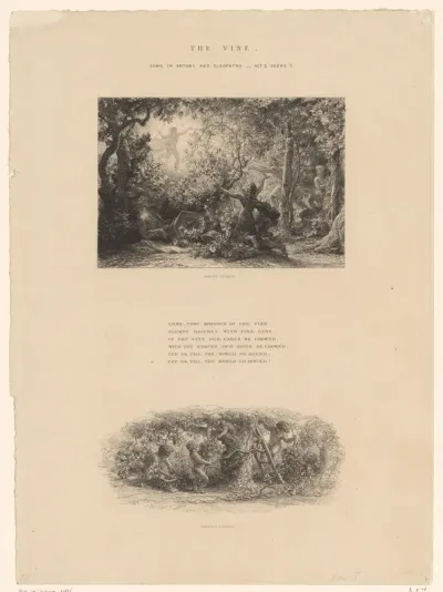 Twee voorstellingen met Bacchus en putti in een wijngaard