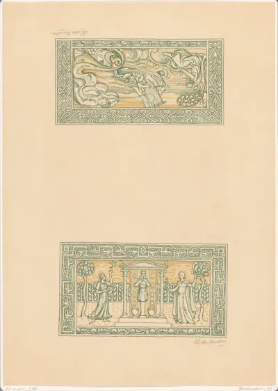 Twee voorstellingen met menselijke figuren