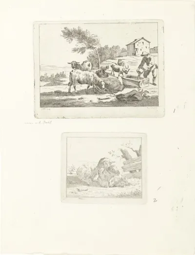 Twee voorstellingen met schapen en schaapherder