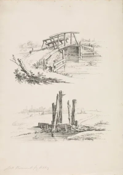 Twee voorstellingen van een vlonder en een sluis