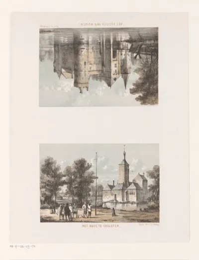 Twee voorstellingen van kasteel Ter Coulster en het kasteel van Muiden