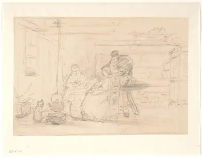 Twee vrouwen aan een tafel en een man
