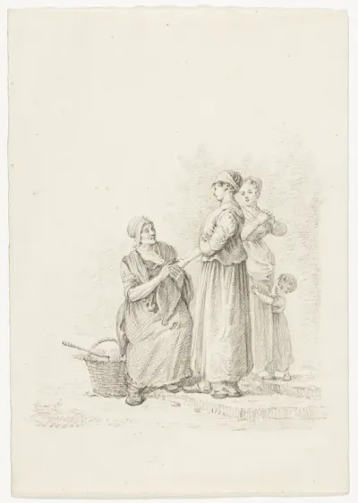 Twee vrouwen bij een waarzegster