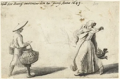 Twee vrouwen die gevogelte dragen, van achteren