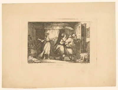 Twee vrouwen en een man bij de deur van een slaapkamer