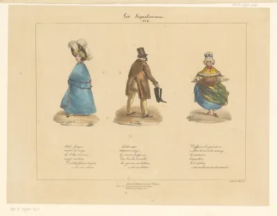 Twee vrouwen en een man en hun uiterlijke kenmerken beschreven