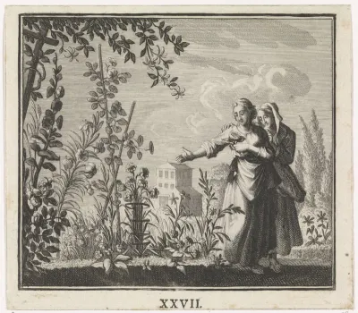Twee vrouwen in een bloementuin