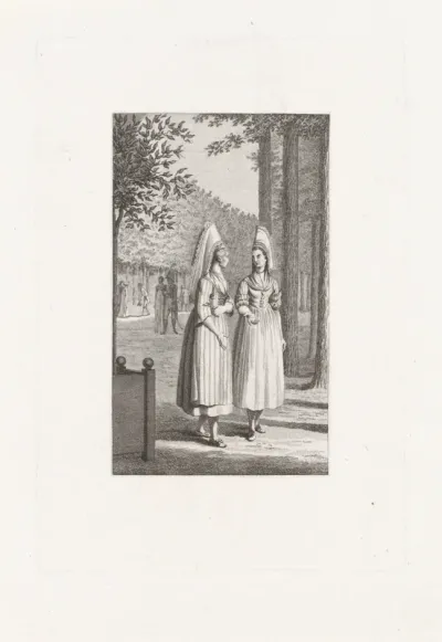 Twee vrouwen in Franse klederdracht