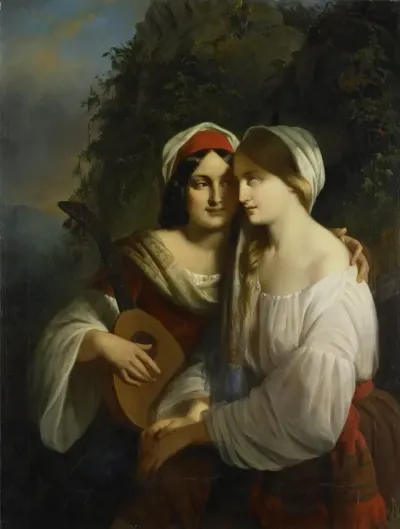 Twee vrouwen in Italiaanse dracht