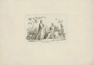 Twee vrouwen met vruchten en bloemen