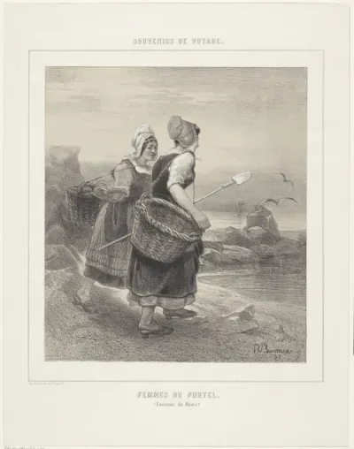 Twee vrouwen op het strand van Portel