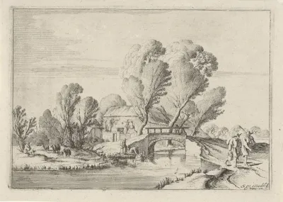 Twee wandelaars bij een kanaal