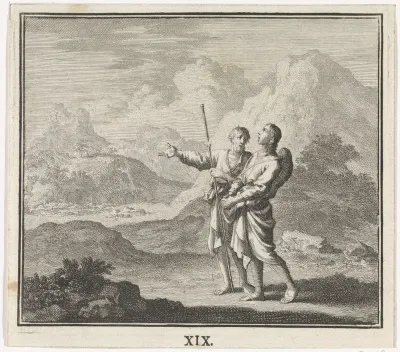 Twee wandelaars in een woestijn