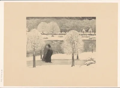 Twee wandelende vrouwen in een besneeuwd landschap