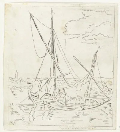 Twee zeilschepen in een rivier