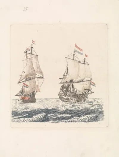Twee zeilschepen op zee