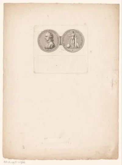 Twee zijdes van een medaille met het portret van James Cook