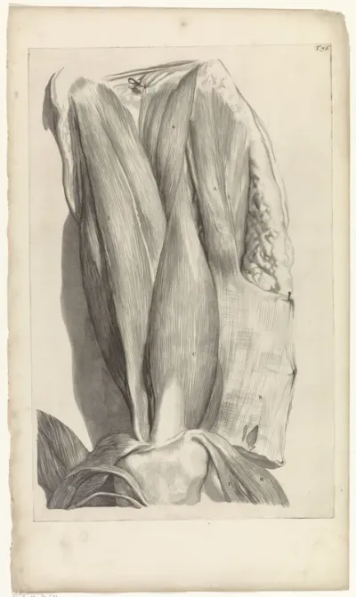 Tweede anatomische studie van de spieren van het linkerdijbeen