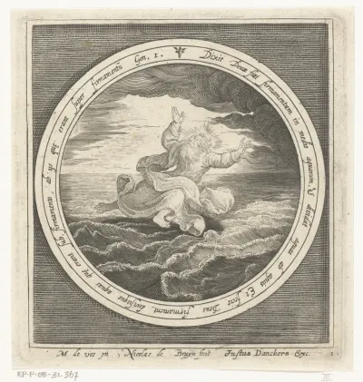 Tweede dag van schepping: God scheidt de watermassa's in hemel en zee