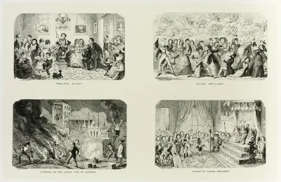 Twelfth Night from George Cruikshank's Steel Etchings to The Comic Almanacks: 1835-1853 (top left)