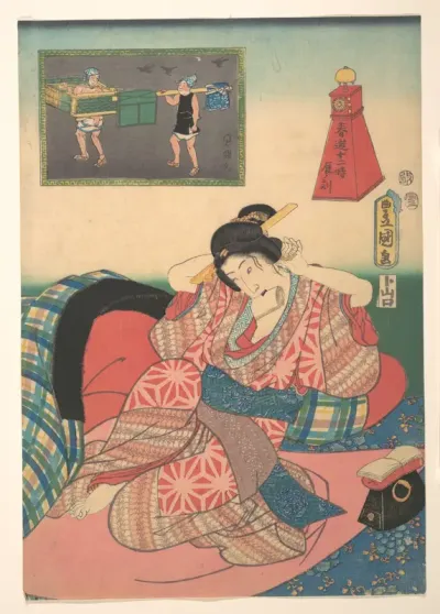 Twelve Hours of Spring Pleasures: Hour of the Dragon — Utagawa Kunisada Kanvas Tablo