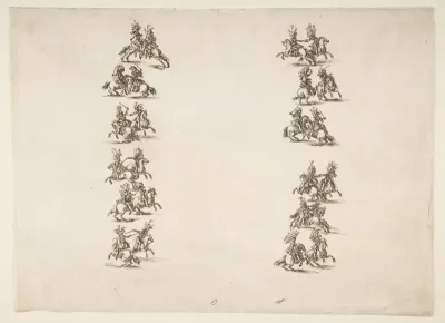 Twenty-four Cavaliers Fighting in Two Columns