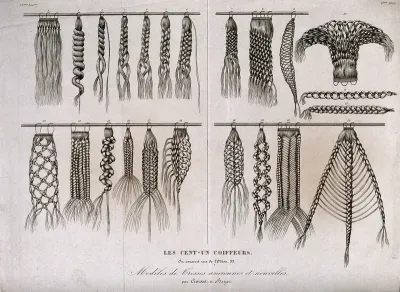 Twenty-two illustrations showing different plaited hair pieces