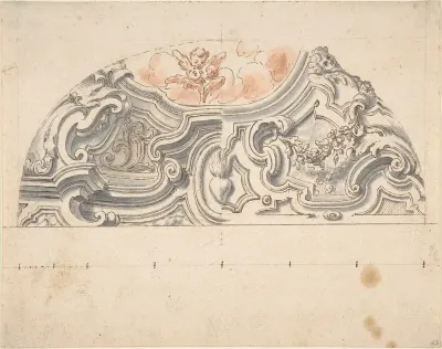 Two alternate designs for stucco for an Italian ceiling