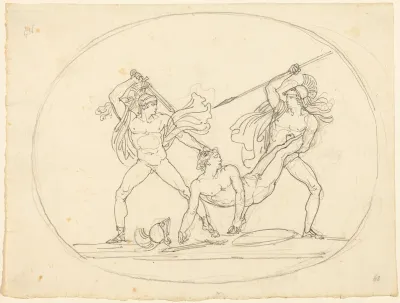 Two Ancient Warriors Fighting over a Dead Comrade