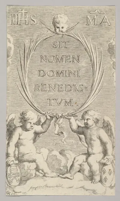 Two Angels Seated on Clouds