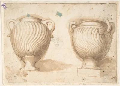 Two Antique Vases with Strigil Decorations