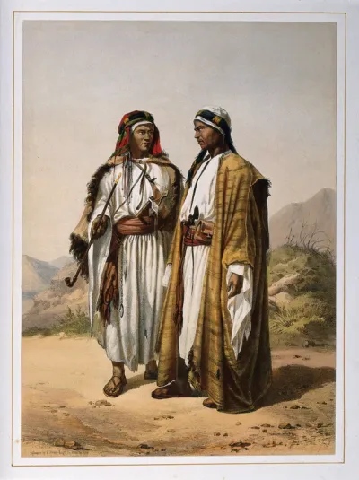 Two Arab men standing outdoors to converse and smoke
