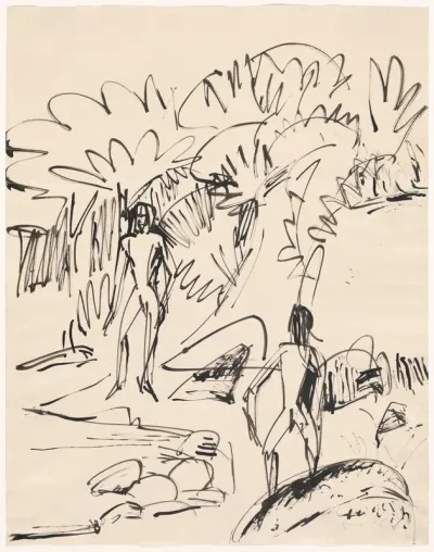 Two Bathers on the Fehmarn Coast (Zwei Badende am hoher Fehmarnküste)