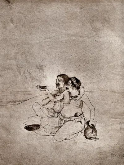 Two beggars asking for alms